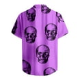 thumbnail image 5 of Halloween Mens Button Up Shirt Skull Print Turndown Collar Short Sleeve Regular Fit Men Shirts Graphic, 5 of 6