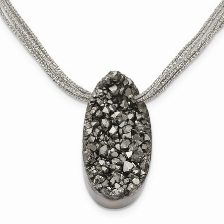 Druzy Agate Pendant - Mia Diamonds Stainless Steel Druzy Agate Polyester Cord Necklace Chain