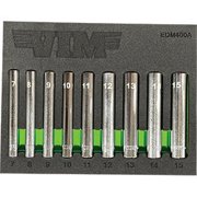 VIM Tools 9 Piece 1/4 Inch Extra Deep 6 Point Metric Socket Set - 1/4 Inch Drive (7 - 15 mm)