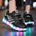 thumbnail image 4 of Chaussures à Roulettes Lumineuses à Double Roue Usb Rechargeables pour Patinage Noir/rose, 4 of 5