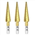 thumbnail image 1 of 3X Broca Escalonada de Ranura Recta HSS de 3-13 mm, Cortador de Agujeros para Metal y Madera, Broca de Núcleo, Broca Pagoda, 1 of 6