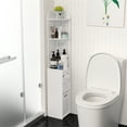 thumbnail image 2 of Fogcroll Bathroom Organizers and Storage Cabinet over the Toilet Storage Cabinet for Skinny Bathroom Storage Corner Floor Slim Toilet Paper Storage Cabinet with Paper Dispenser, Trash Can and Shelves, 2 of 13