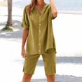 thumbnail image 2 of GILIGEGE Linen Sets for Women 2 Piece Summer Womens Daily Casual Solid Long Sleeve Shirt Tops Pockets Pants Shirt Trousers Set Tracksuit Lounge Matching Sets Gold S, 2 of 9