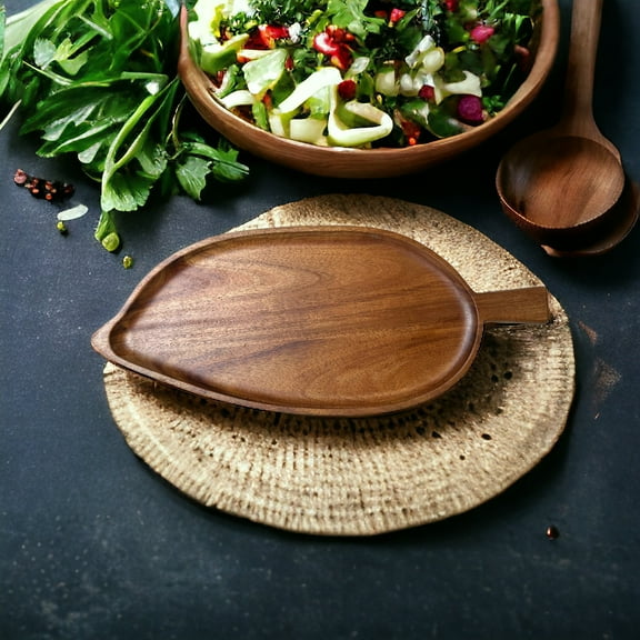 Leaf-Shaped Acacia Wood Plate