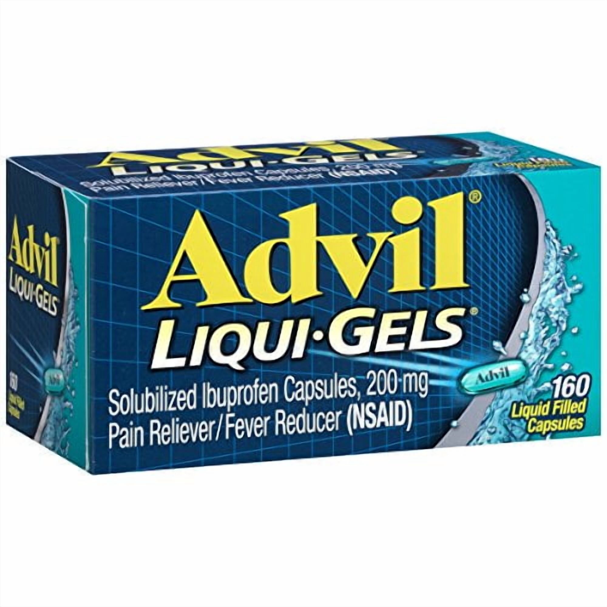 Advil Liqui-Gels (160 Count) Pain Reliever / Fever Reducer Liquid Filled Capsule, 200mg Ibuprofen, Temporary Pain Relief