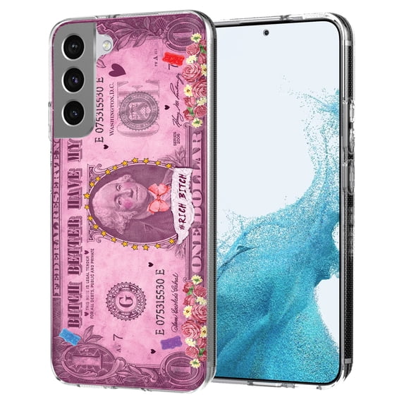 TalkingCase Thin Slim Case Compatible for Samsung Galaxy S22 5G, Rich Bitch Print, Lightweight, Flexible, Soft, USA