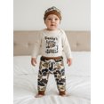 thumbnail image 5 of Spewahor Infant Baby Boy Fall Clothes Set 0 3 6 9 12 Months Letter Fish Print Long Sleeve Romper Camouflage Pants and Hat 3Pcs Outfit, 5 of 9