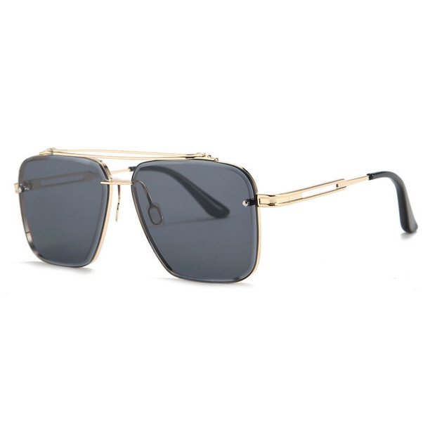 17302 Gafas de sol decorativas de metal con doble haz de moda Gafas de sol de moda urbana