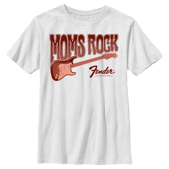 Boy's Fender Moms Rock Logo Graphic Tee White X Small