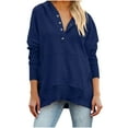 thumbnail image 2 of UQJfacai Womens Fashion Oversized Long Sleeve Hoodie Button Down V Neck Sweatshirt Fall Casual Hooded Pullover Tops with Pocket, 2 of 6
