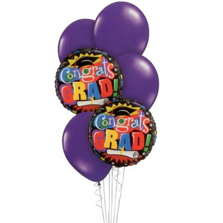 Graduation Balloon Bouquet - Purple Congratulations Grad Bouquet - 6