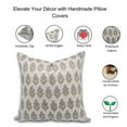 thumbnail image 4 of Fabdivine Block Print Throw Pillow Cover, 14x20 Inch Pure Linen Decorative Cushion Cover, Floral Print Boho Design Mustard Pillow Cover for Sofa and Couch, 4 of 5