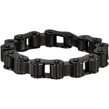 Steel Art Men's Stainless Steel Black PVD Motor Chain Matte and Polished Bracelet, 8-1/2