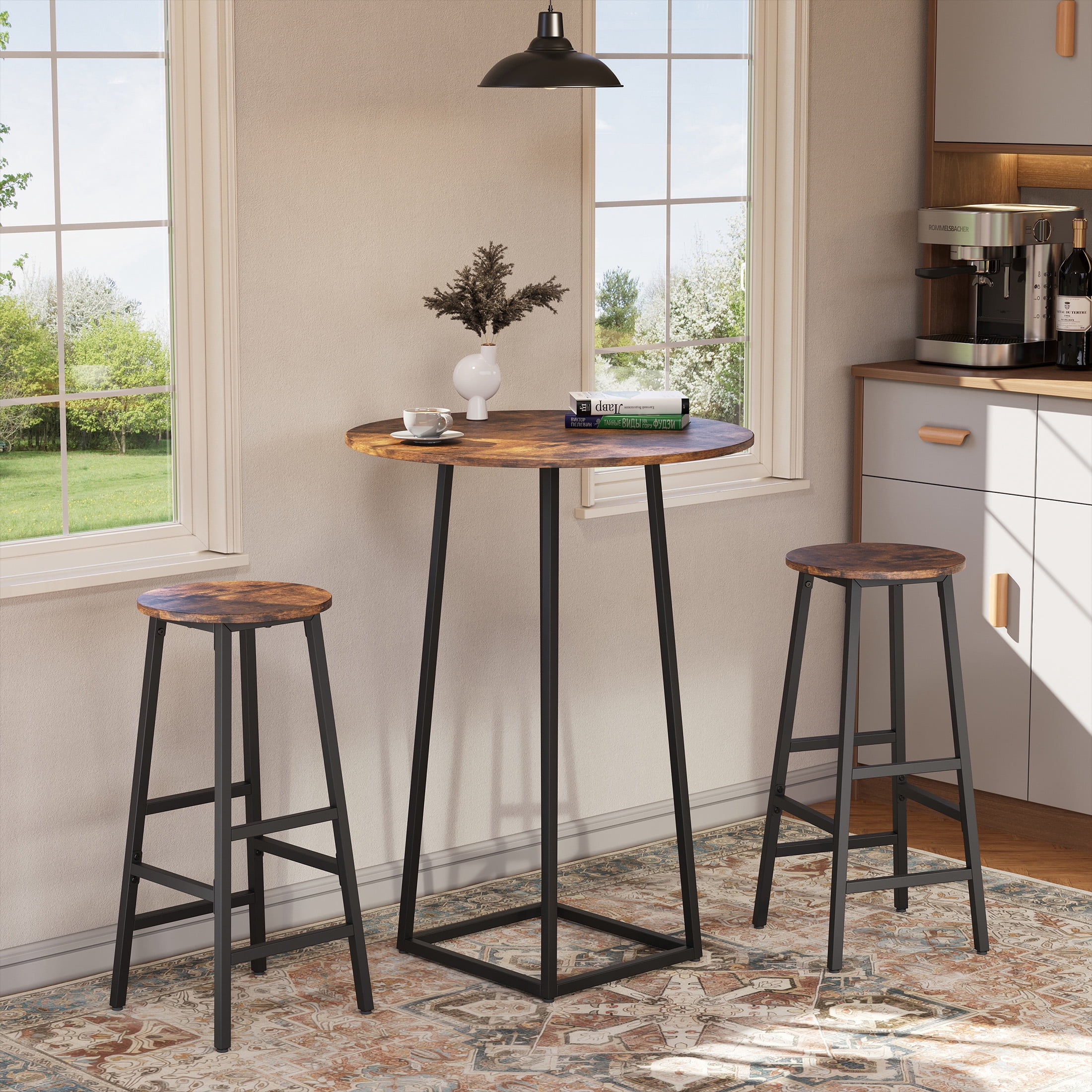 Gelloan Bar Stools, Barstools Set of 2,Counter Height Barstools,27.7" Bar Stools for Kitchen Island, Industrial Bar Chairs, for Dining Room, Kitchen, Bar,Rustic Brown