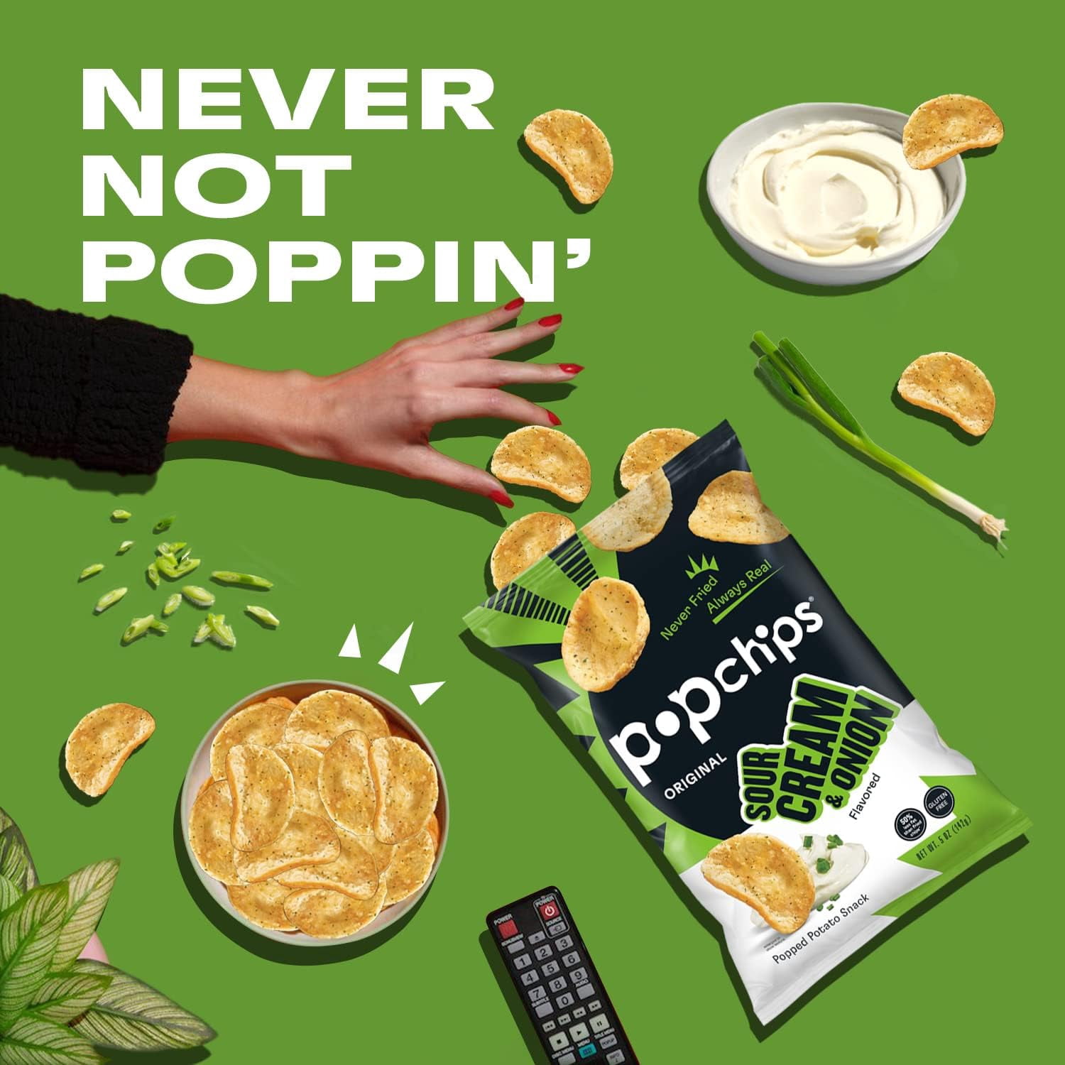 Popchips Sour Cream & Onion Potato Chips, 5 oz (Pack - 4)