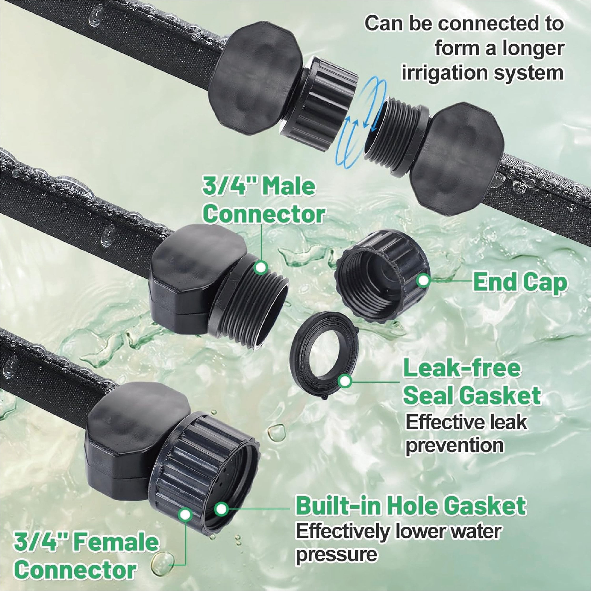 RigBuilt Garden hoses, not of metal,Flat Soaker Hose for Garden Bed,25 50 75ft 50ft*2 1/2" Linkable Consistent Drip Irrigation (50FT)
