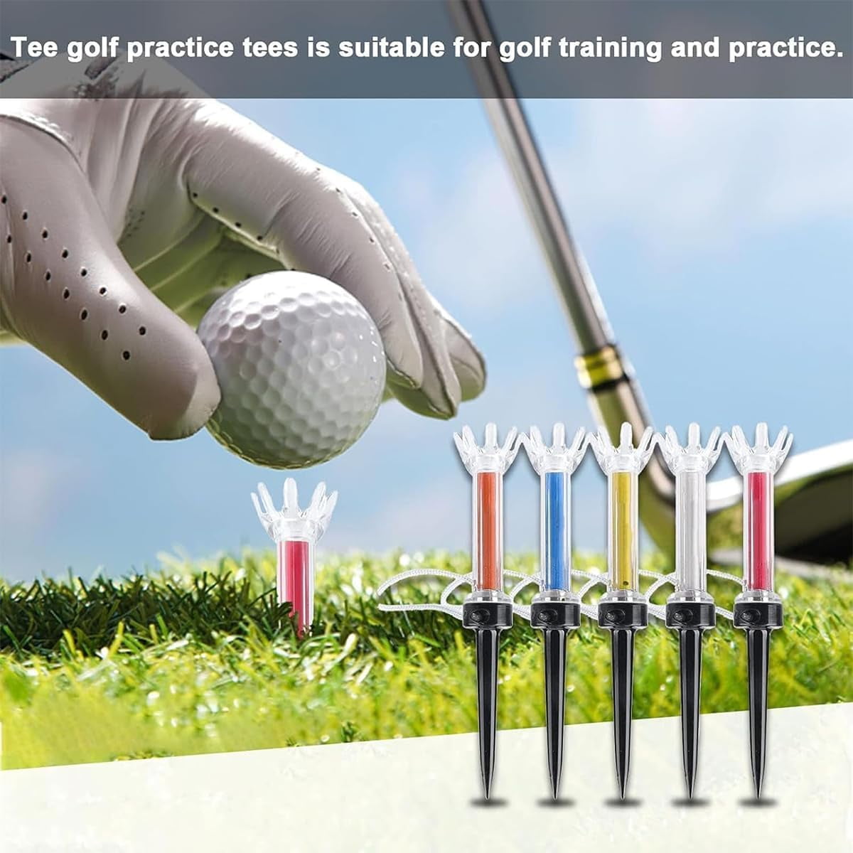 Golf Tee with Magnetic Plastic 360 Degree Bounce, 360°Magnetic Golf Tee Holder with Bounce, Multi Color Flexible Magnetic Plastic Golf Tee for Training Practice Tool Accessory