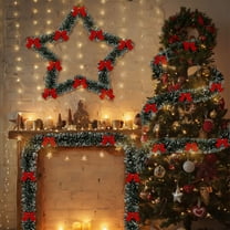 Kumdkd 71" Christmas Tinsel Garlands with Red Bows for Indoor and Outdoor Holiday Mardi Gras Xmas and Other Festivities Party Supply Holiday Party Xmas Tree Decoration (Gray)