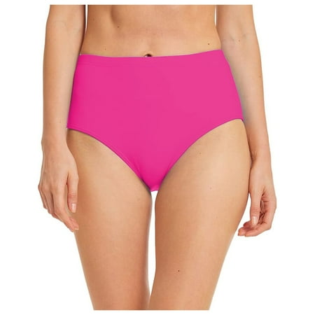 Hessimy Womens High Cut High Waisted Bikini Bottoms Tummy Control Bathing Suit Bottoms Swim Bottom Swimsuit Bottom(Hot Pink M)