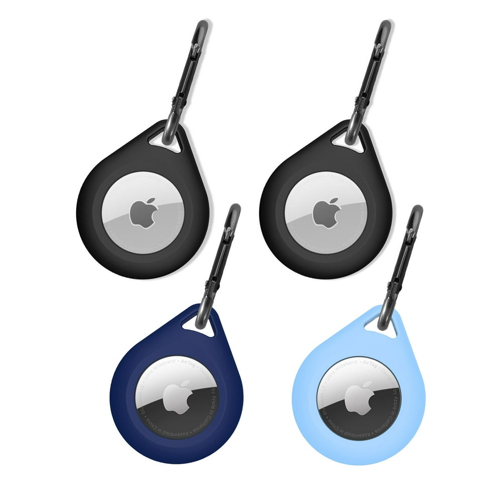 4 Pack Premium Silicone Airtag Apple Case, Airtag Keychain Holder, Anti
