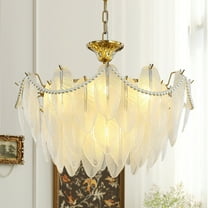 24" Modern Crystal Chandelier, 8-Light Gold Luxury Pendant Light, Round Crystal Chandelier Light Fixture, Glass Pendant Chandelier for Dining Room, Living Room