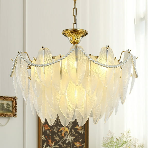 24" Modern Crystal Chandelier, 8-Light Gold Luxury Pendant Light, Round Crystal Chandelier Light Fixture, Glass Pendant Chandelier for Dining Room, Living Room