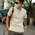 thumbnail image 3 of Camiseta para hombre con cuello, estilo urbano, de algodón, holgada, lisa, para hombre, ropa de calle, informal, tallas grandes, sin logotipo, trashy Y2k Music, 3 of 4