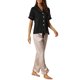 thumbnail image 4 of INSPIRAR CHIC Pijamas de Satén para Mujeres con Botones, Camiseta de Manga Corta y Pantalones Sueltos, Conjuntos de Pijamas de Seda, Talla S, Rosa Claro, 4 of 5