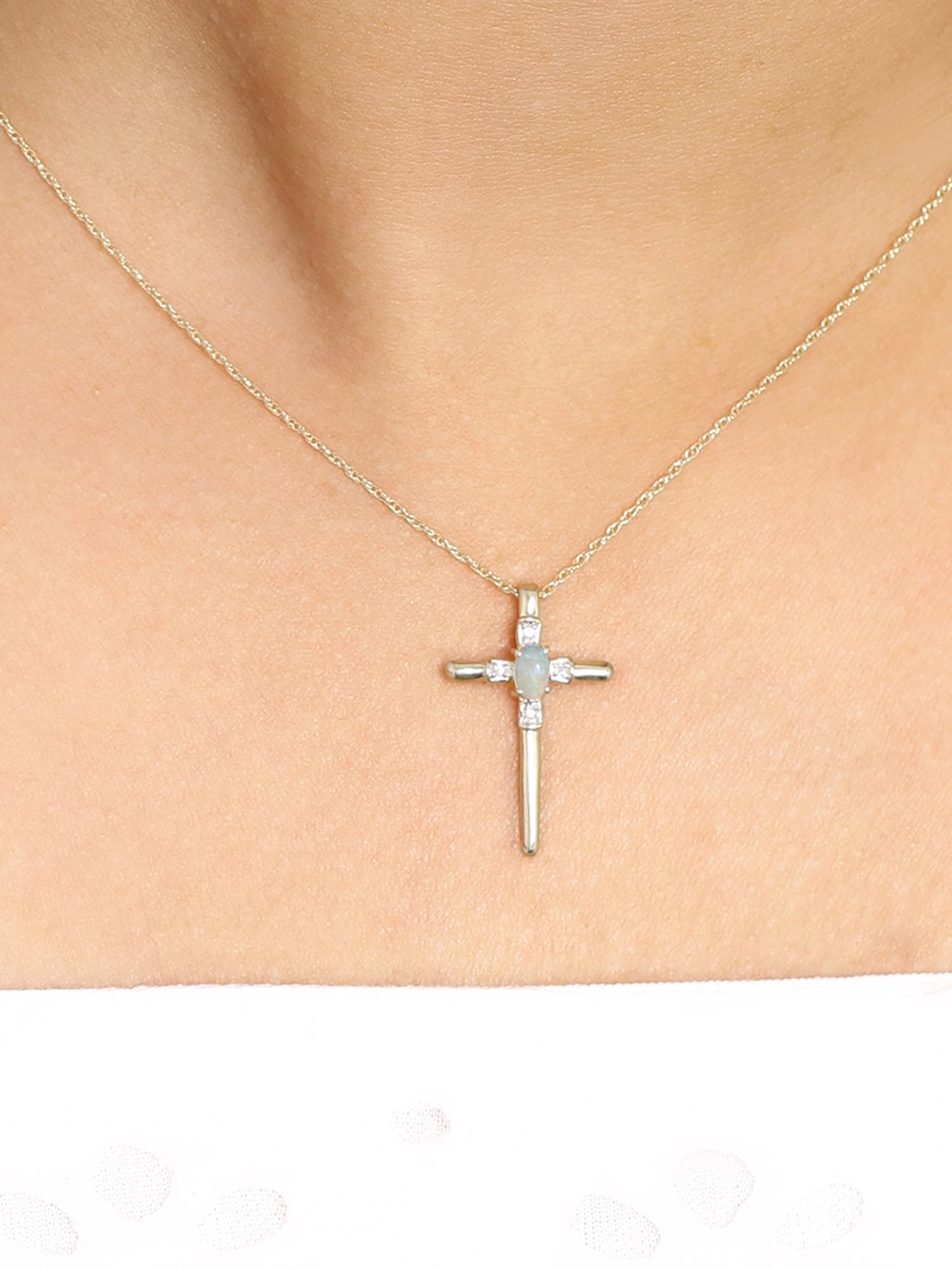 JEWELEXCESS Opal Cross Necklaces for Women – Sterling Silver or 14k Go –  Jewelexcess