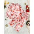 Toddler Baby Girl Christmas Pajamas, Santa Flower Print LongSleeved