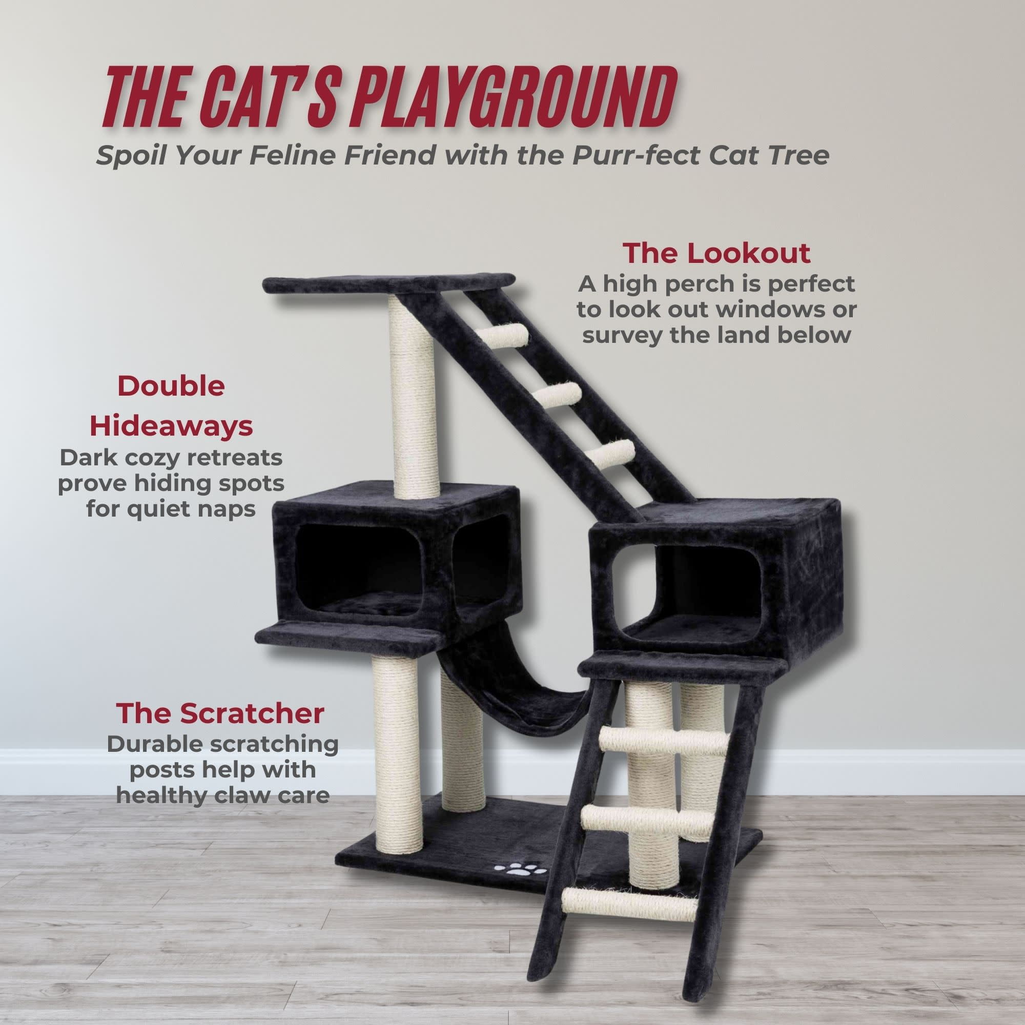 TRIXIE Malaga Sisal 3-Level 43" Cat Tree with Scratching Posts, Condos & Ladders, Gray
