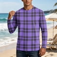 thumbnail image 4 of OIOLOYJM Mens Fishing Shirts Long Sleeve UPF Sun protection Plaid Uv Quick Dry Swim Beach Shirts Rash Guard Hiking Gym Classic Fit T Shirts Purple 2XL, 4 of 6
