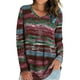 thumbnail image 4 of Qarigey Camiseta de mujer Otoño Impreso Cuello en V Top Top Blusa informal de manga larga Prendas para la parte del cuerpo Vino rojo XXL, 4 of 5