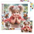 thumbnail image 1 of Kit Con Cuentas Cuadradas 5D DIY para Niña Del Arte Artesanal 45x45cm, 1 of 9