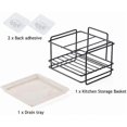 thumbnail image 2 of Kitchen Sponge Holder, Sponge Holder, Kitchen Sink Organizer, with Adhesive, for Dishwasher Liquid Soap Brush Towel Drainer Bathroom (Black), 2 of 4