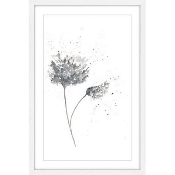 "Black and White Peony" Framed Painting Print