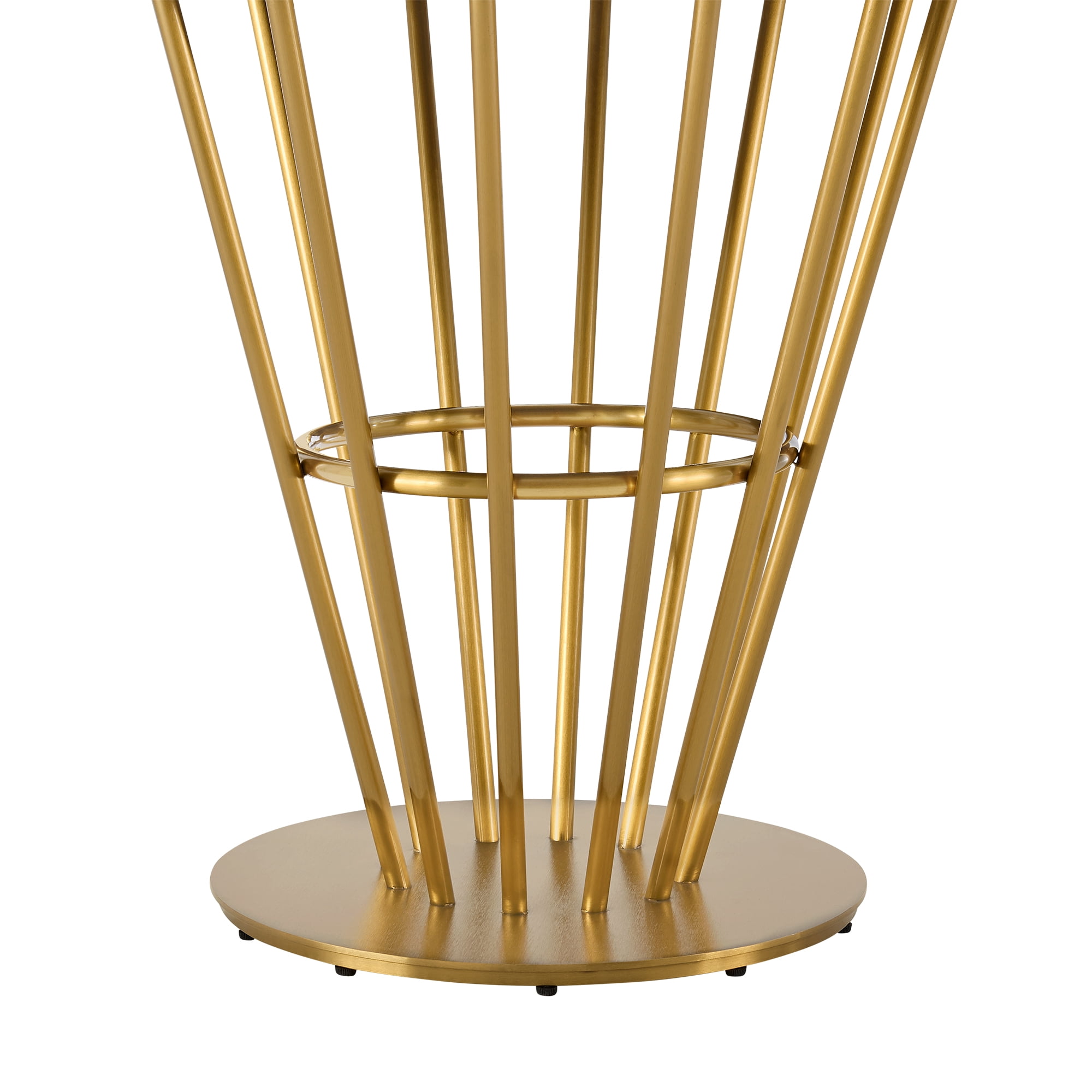 Veronica 48" Round Dining Table in Gold Stainless Steel Base with Walnut Panel and Glass Tabletop