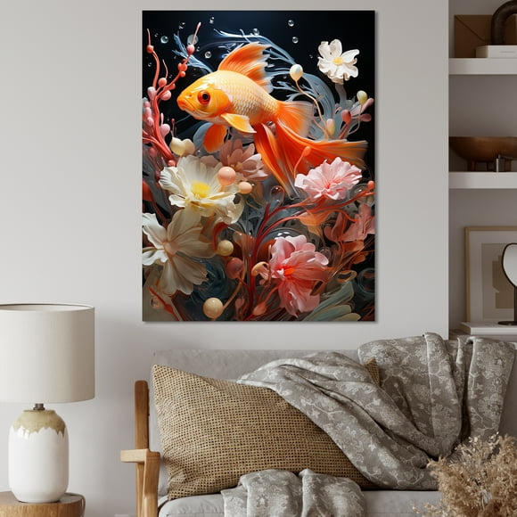 Designart "Fish In Minimalist Aquarium" Aquariums Wall Art Prints