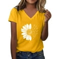 thumbnail image 2 of AKEGAMN Women's Sunshade Summer Plus Size Loose V-Neck Graphic T-Shirt, Yellow S-XXL, 2 of 4
