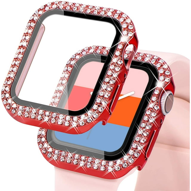 IBAOLEA Compatible avec Boîtier de Protection pour Montre Bling IBAOLEA avec Protecteur d'Écran Intégré pour Montre IBAOLEA 38mm 40mm 42mm 44mm iWatch SE Série 6 5 4 3 2 1 (44mm, Rouge) Rouge 44mm