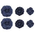 thumbnail image 1 of Paquete de 6 Flores de Tela de Denim en 3 Tamaños, Parche de Flor de Tela de Denim, Aplicaciones de Tela para Decoración de Vestidos, Suministros para Manualidades, Azul Oscuro (45/55/75mm), 1 of 6