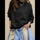 thumbnail image 4 of Sudadera con Capucha de Cuello Redondo y Forro Extragrande para Mujer, Lindas Camisetas de Larga, Ropa Preppy para Adolescentes (2025) Negro L, 4 of 8