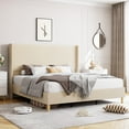 thumbnail image 7 of KOKEBREN Full Size Corduroy Upholstered Bed Frame, Platform Bed with 51" Tall Vertical Stripe Wingback Headboard, 7 of 7