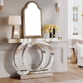 thumbnail image 6 of Tribesigns 43" Mirrored Console Table, Modern Entryway Table with Thickened Mirror Finish Tabletop, Rectangle Glass Sofa Table for Living Room, Entrance, Hallway, 6 of 9