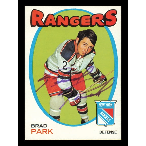 Brad Park Autographed 1971-72 Topps Card #40 New York Rangers SKU #240886