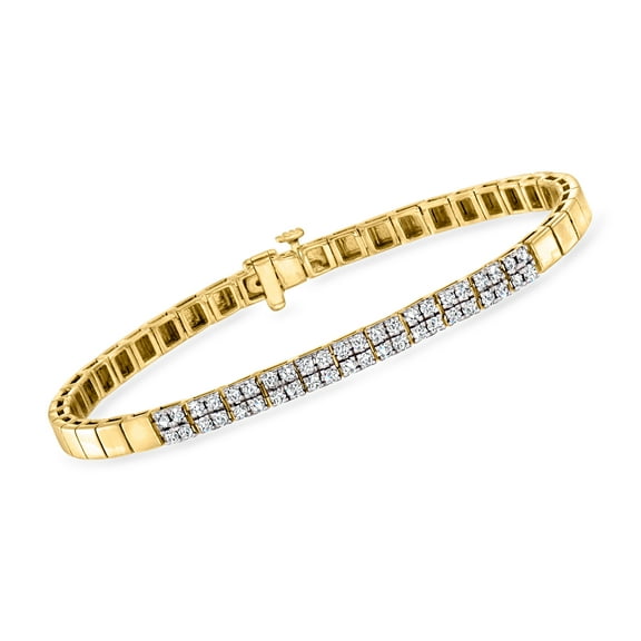 Ross-Simons 1.00 ct. t.w. Diamond Square-Link Bracelet in 18kt Gold Over Sterling, Women's, Adult