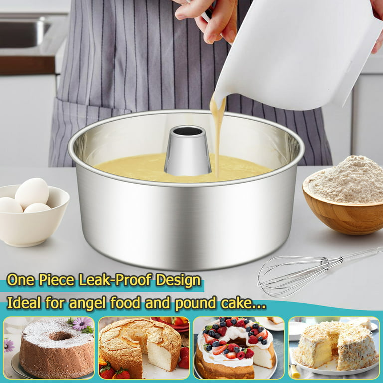 Vesteel 10 inch Angel Food Cake Pan, Stainless Steel Pound Cake Mold with  Tube 16 Cups Tube Pan, Non-toxic & One-Piece Design 