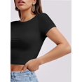 thumbnail image 5 of Women's Short Sleeve Crop Tops Crew Neck T Shirt Sexy Tee, 5 of 5