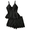 thumbnail image 3 of Women Pajama Sets 2 Piece Cute Cami Sleepwear Lace Pj Top Soft Summer Lounge Shorts, 3 of 4