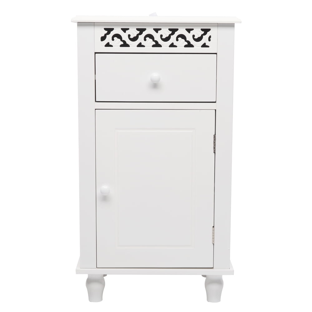 Hallway White Bathroom Storage Cabinet Carved Floor Cabinet Tall Shelving Unit Storage Cupboard for Living Room Bedroom Kitchen 16x16x68cm